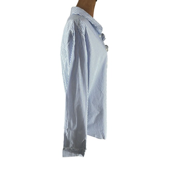 J. Crew Blue White Stripe Button-Up Shirt Women's 3X Rosette NWT Long Sleeve - Picture 8 of 9